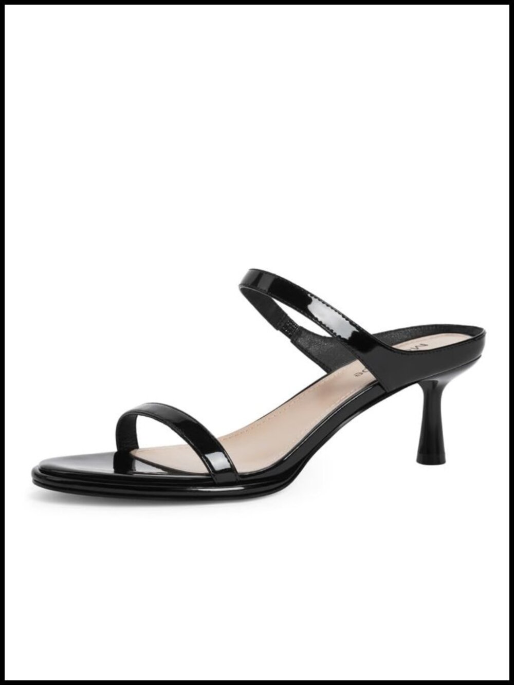 Two Strap Kitten Heel Sandals Women Slip on Open Toe Faux Leather Heels